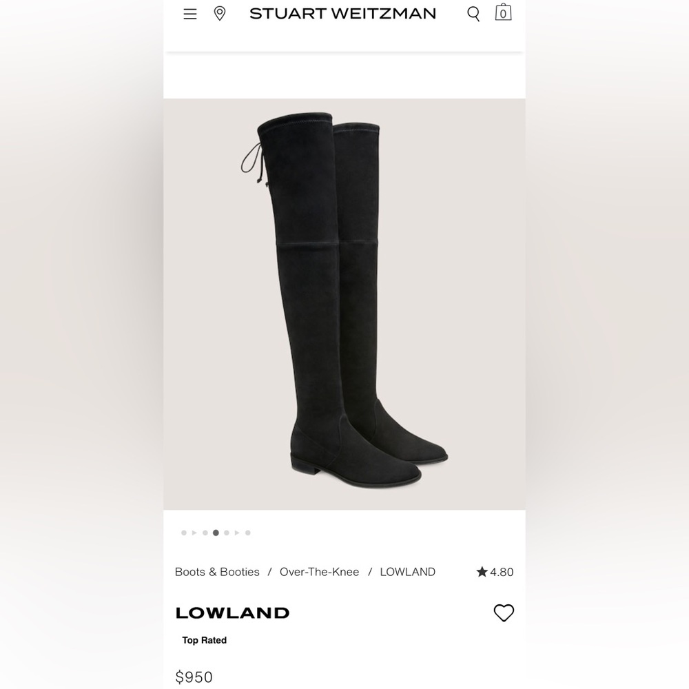 New Stuart Weitzman Lowland Over The Knee Tie Boots Black Suede Size 7.5